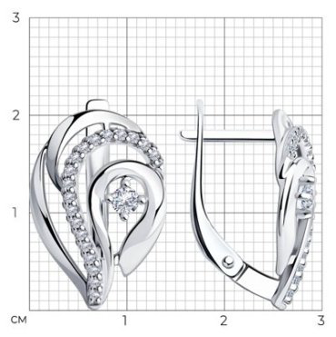 Серьги Diamant 94-121-00701-1 вес 3.75 г серебро, фианит купить,22997