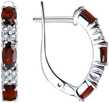 Серьги SOKOLOV 92021431 вес 2.84 г серебро, гранат, фианит купить,23648