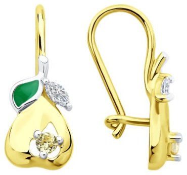 Серьги Diamant 93-120-02276-1_s вес 1.81 г серебро, фианит, эмаль купить,11999