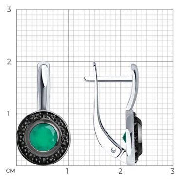 Серьги SOKOLOV 92021545 вес 2.79 г серебро, агат, фианит купить,24851