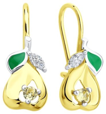 Серьги Diamant 93-120-02276-1_s вес 1.81 г серебро, фианит, эмаль купить,11999