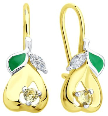 Серьги Diamant 93-120-02276-1_s вес 1.81 г серебро, фианит, эмаль купить,11999