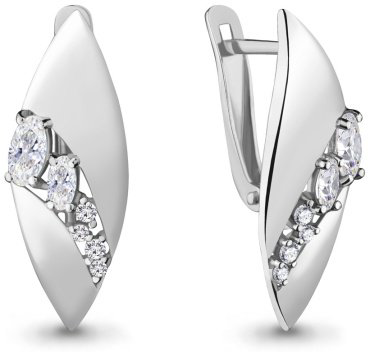 Серьги AQUAMARINE 45849А вес 2.72 г серебро, фианит купить,24793