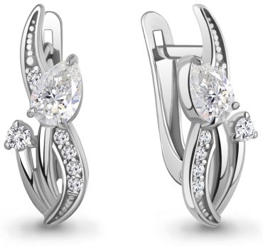 Серьги AQUAMARINE 400176А_a вес 2.76 г серебро, фианит купить,25625