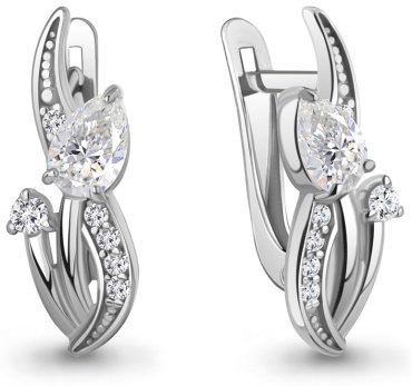 Серьги AQUAMARINE 400176А_a вес 2.76 г серебро, фианит купить,25625