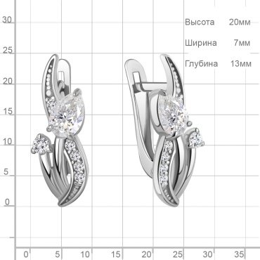 Серьги AQUAMARINE 400176А_a вес 2.76 г серебро, фианит купить,25625
