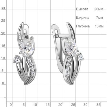 Серьги AQUAMARINE 400176А_a вес 2.76 г серебро, фианит купить,25625