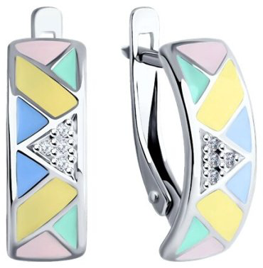 Серьги SOKOLOV 94022283 вес 2.98 г серебро, фианит, эмаль купить,22572
