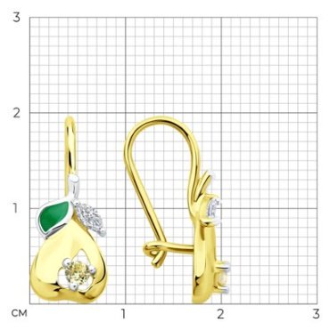 Серьги Diamant 93-120-02276-1_s вес 1.81 г серебро, фианит, эмаль купить,11999