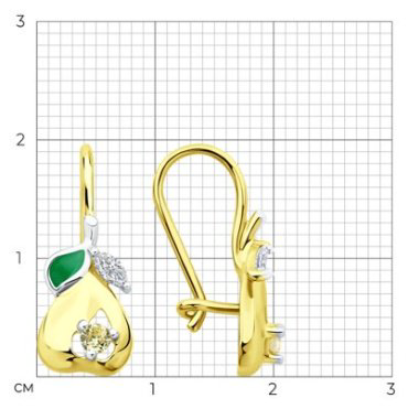 Серьги Diamant 93-120-02276-1_s вес 1.81 г серебро, фианит, эмаль купить,11999