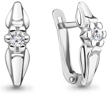 Серьги AQUAMARINE 48937А вес 2.2 г серебро, фианит купить,28523