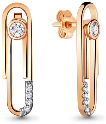 Пусеты AQUAMARINE 48101А вес 2.82 г серебро, фианит купить,24240
