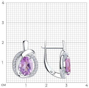 Серьги SOKOLOV 92022268 вес 4.02 г серебро, аметист, фианит купить,35910