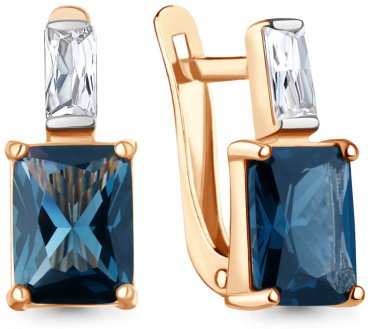 Серьги AQUAMARINE 40038393.6 вес 2.76 г серебро, нанотопаз, фианит купить,29780