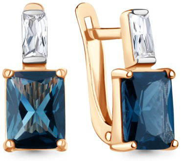 Серьги AQUAMARINE 40038393.6 вес 2.76 г серебро, нанотопаз, фианит купить,29780