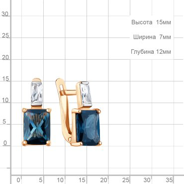 Серьги AQUAMARINE 40038393.6 вес 2.76 г серебро, нанотопаз, фианит купить,29780