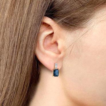 Серьги AQUAMARINE 40038393.6 вес 2.76 г серебро, нанотопаз, фианит купить,29780