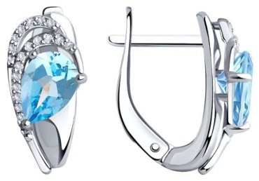 Серьги Diamant 94-320-00548-1 вес 2.68 г серебро, топаз, фианит купить,19544