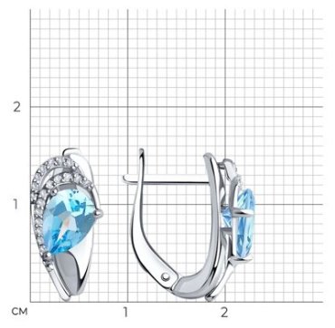 Серьги Diamant 94-320-00548-1 вес 2.68 г серебро, топаз, фианит купить,19544