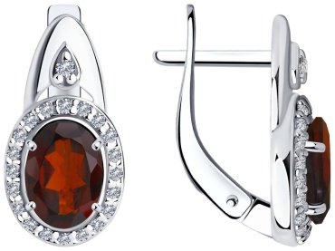 Серьги SOKOLOV 92021685 вес 2.55 г серебро, фианит, гранат купить,21299