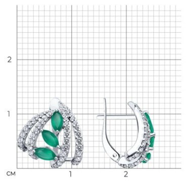 Серьги SOKOLOV 92023055 вес 5.53 г серебро, агат, фианит купить,27646
