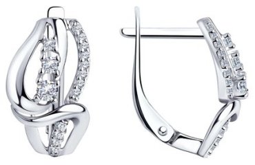 Серьги Diamant 94-120-00759-1 вес 3 г серебро, фианит купить,14825