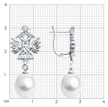 Серьги SOKOLOV 92023076_s вес 5.92 г серебро, фианит, жемчуг купить,30076