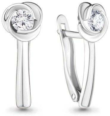 Серьги AQUAMARINE 43623 вес 2.22 г серебро, фианит купить,19253