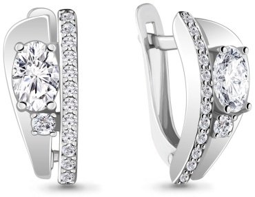 Серьги AQUAMARINE 48797А вес 2.78 г серебро, фианит купить,26041