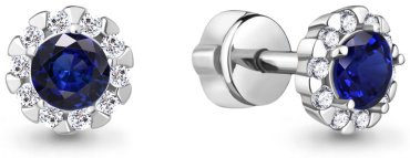 Серьги AQUAMARINE 44085Б.5 вес 1.64 г серебро, фианит, наносапфир купить,19554