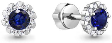 Серьги AQUAMARINE 44085Б.5 вес 1.64 г серебро, фианит, наносапфир купить,19554