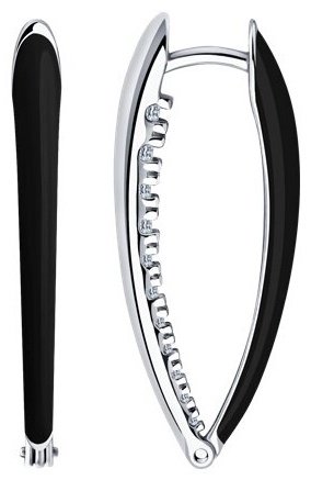 Серьги Diamant 94-120-01883-2_s вес 6.02 г серебро, эмаль, фианит купить,25625