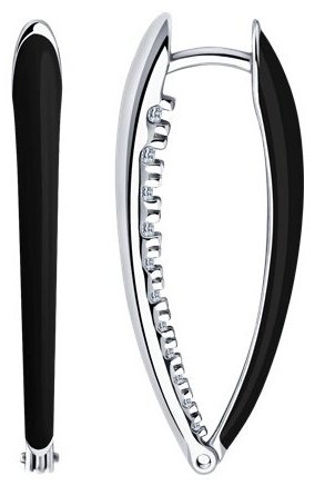 Серьги Diamant 94-120-01883-2_s вес 6.02 г серебро, эмаль, фианит купить,25625