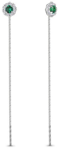 Серьги-цепочки AQUAMARINE 41024Г вес 2.06 г серебро, фианит купить,27907