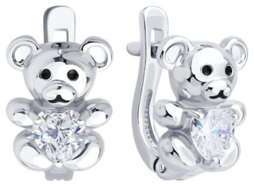 Серьги Diamant 94-120-02321-1 вес 2.92 г серебро, фианит, эмаль купить,14527