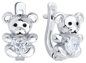 Серьги Diamant 94-120-02321-1 вес 2.92 г серебро, фианит, эмаль купить,14527