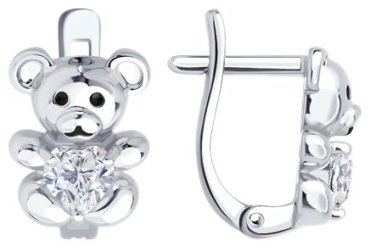 Серьги Diamant 94-120-02321-1 вес 2.92 г серебро, фианит, эмаль купить,14527