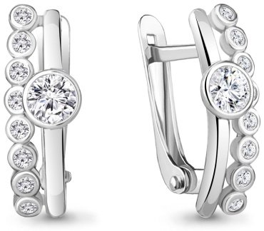 Серьги AQUAMARINE 49201А вес 2.68 г серебро, фианит купить,24240