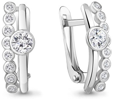 Серьги AQUAMARINE 49201А вес 2.68 г серебро, фианит купить,24240