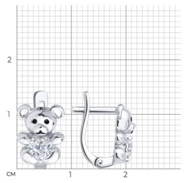 Серьги Diamant 94-120-02321-1 вес 2.92 г серебро, фианит, эмаль купить,14527