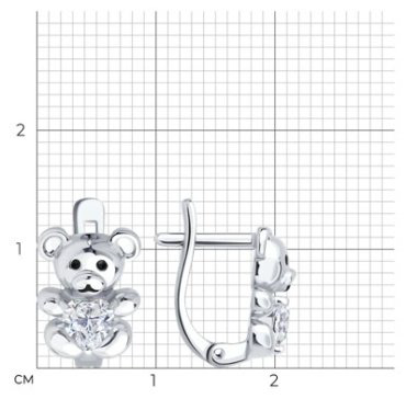 Серьги Diamant 94-120-02321-1 вес 2.92 г серебро, фианит, эмаль купить,14527