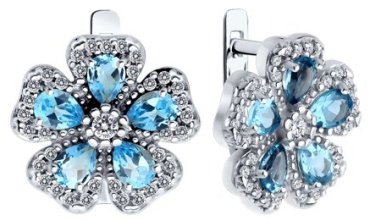 Серьги SOKOLOV 92022867 вес 3.62 г серебро, фианит, топаз купить,NaN