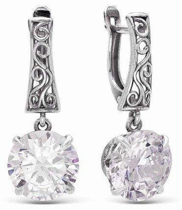 Серьги Красная пресня 3387798 вес 8 г серебро, фианит купить,29999