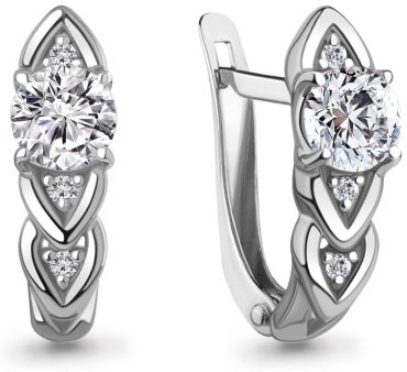 Серьги AQUAMARINE 400327А вес 2.62 г серебро, фианит купить,22855