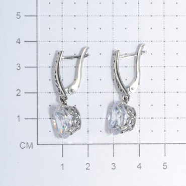 Серьги Красная пресня 3387798 вес 8 г серебро, фианит купить,29999
