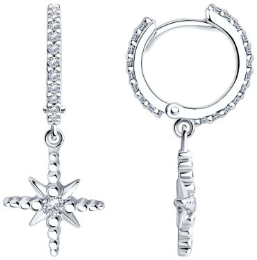 Серьги SOKOLOV 94025821 вес 2.95 г серебро, фианит купить,22723