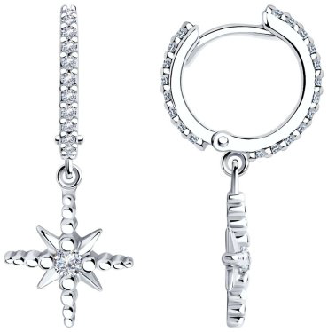 Серьги SOKOLOV 94025821 вес 2.95 г серебро, фианит купить,22723
