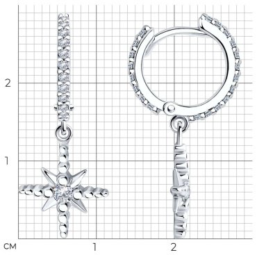 Серьги SOKOLOV 94025821 вес 2.95 г серебро, фианит купить,22723