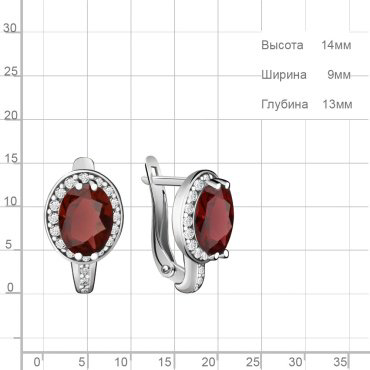 Серьги AQUAMARINE 4413703А вес 3 г серебро, фианит, гранат купить,41414