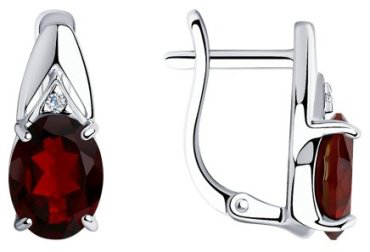 Серьги SOKOLOV 92021693 вес 2.49 г серебро, гранат, фианит купить,22263